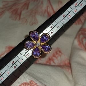 Silver 925 purple stone flower ring